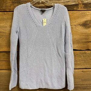 NWT Talbots vneck pima cotton sweater, light blue, size small